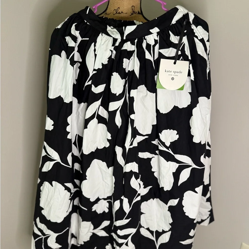 Kate Spade Black and White Floral A-Line Skirt